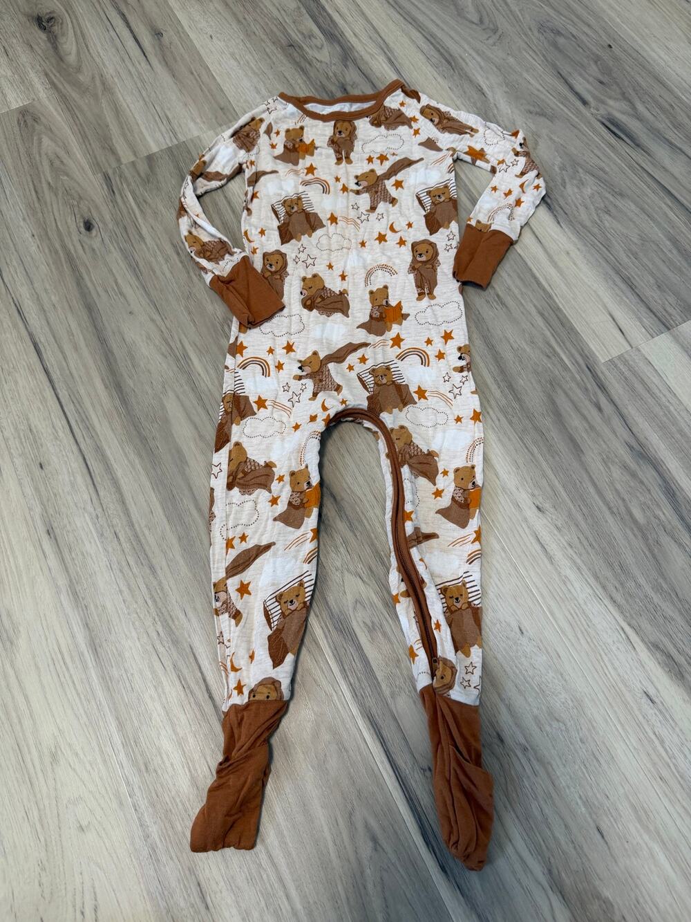 Little Sleepies Baby Boys Beary Sleepy Bear Footie Sleeper Pajamas 2T Leg Zipper